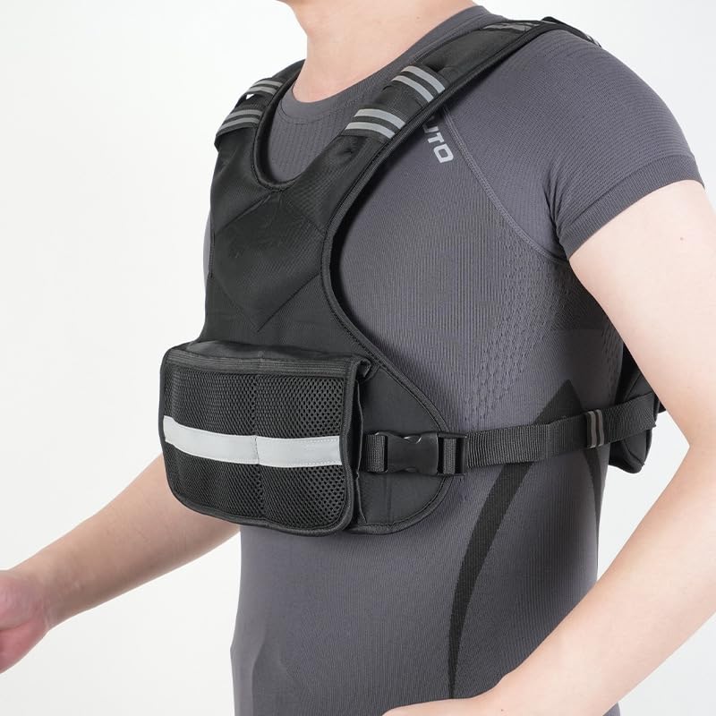 Adjustable Weighted Vest with Reflective Strips for Fitness Training