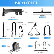 Cable Pulley System with Lat Pulldown Attachments for Home Gym Training