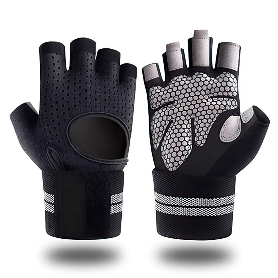 Fingerless Workout Gloves with Wrist Wrap Support & Palm Protection