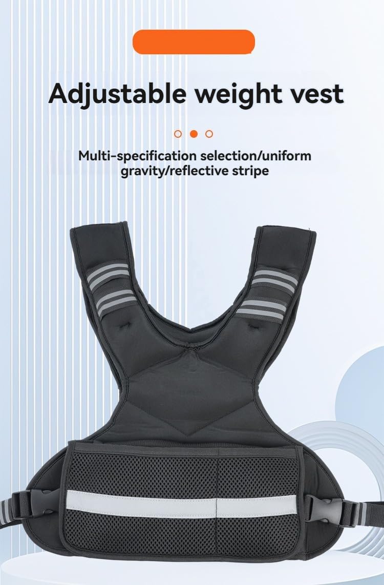 Adjustable Weighted Vest with Reflective Strips for Fitness Training