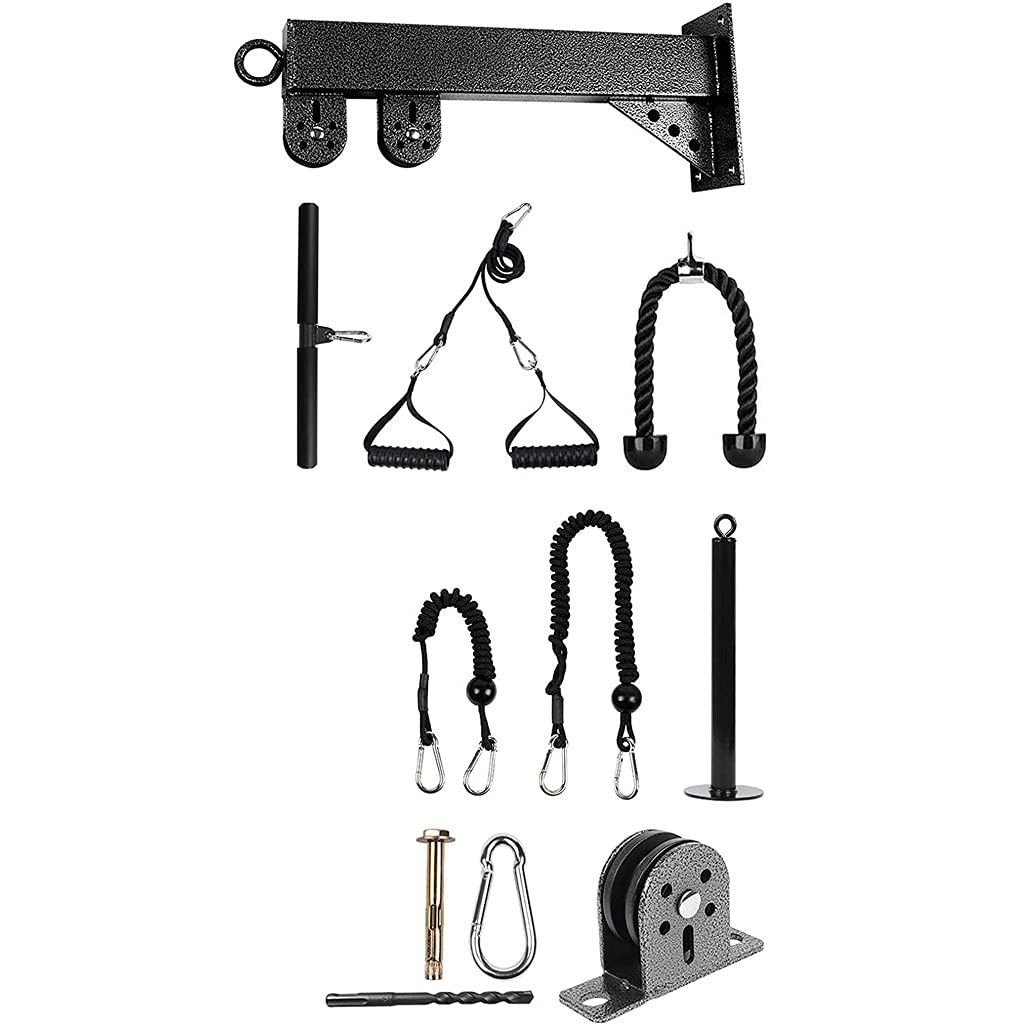 Cable Pulley System with Lat Pulldown Attachments for Home Gym Training