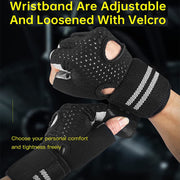 Fingerless Workout Gloves with Wrist Wrap Support & Palm Protection