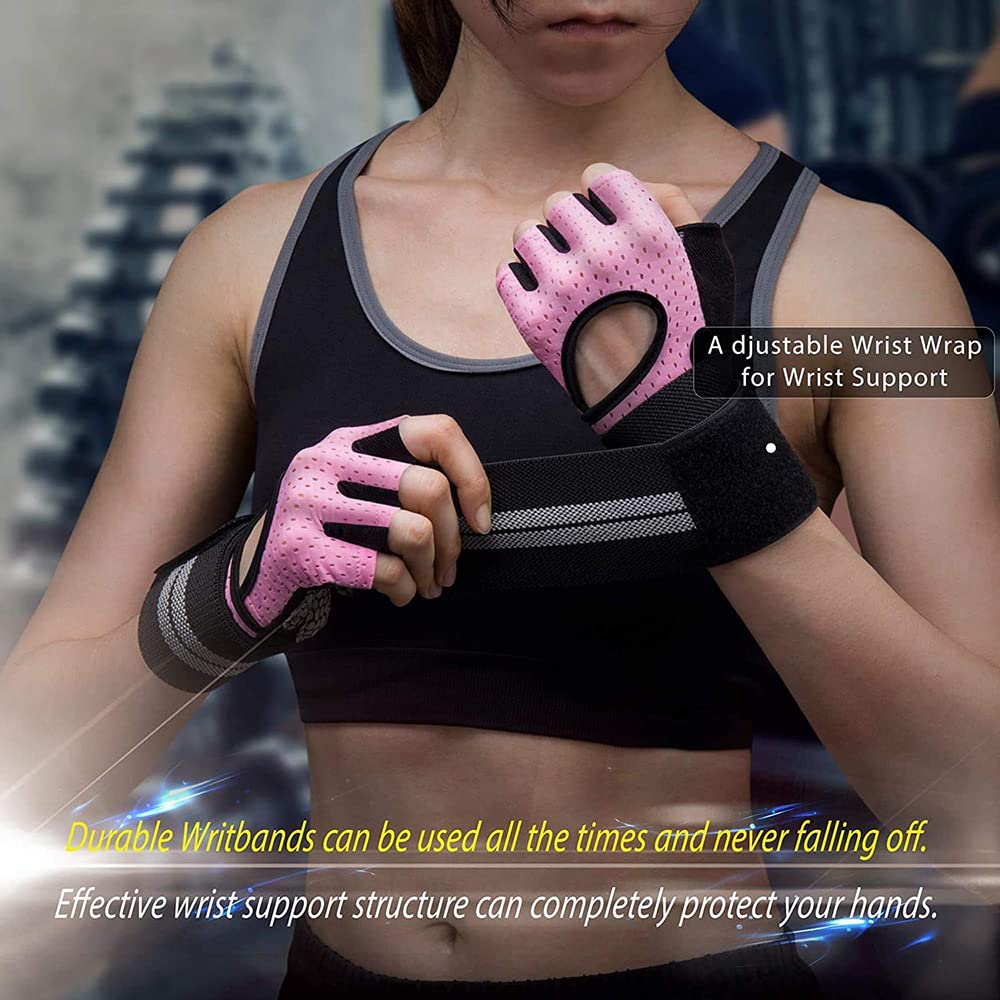Fingerless Workout Gloves with Wrist Wrap Support & Palm Protection