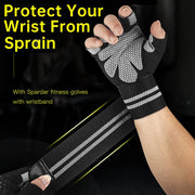 Fingerless Workout Gloves with Wrist Wrap Support & Palm Protection