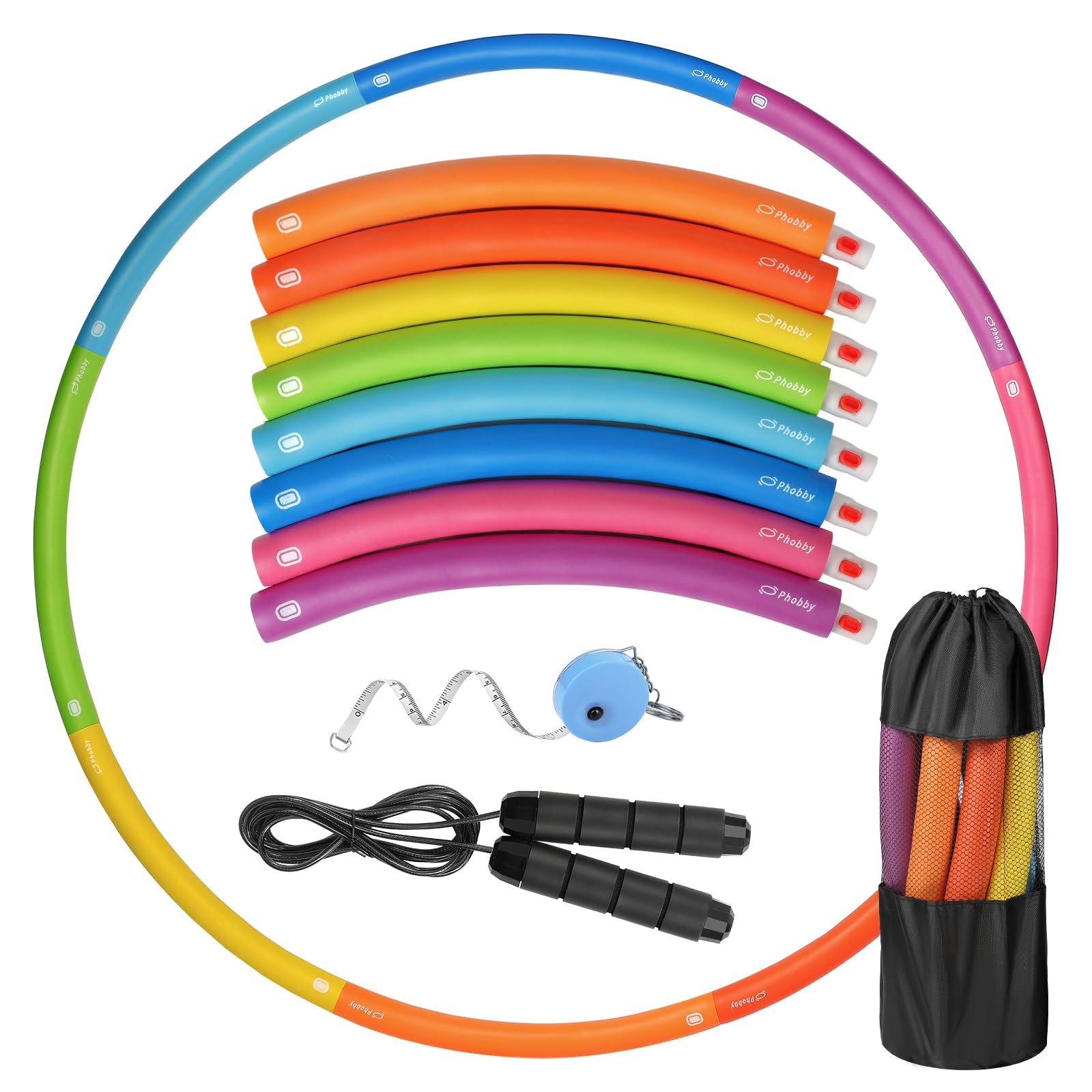 Adjustable Weighted Fitness Hoop with Detachable Sections for Home Workouts