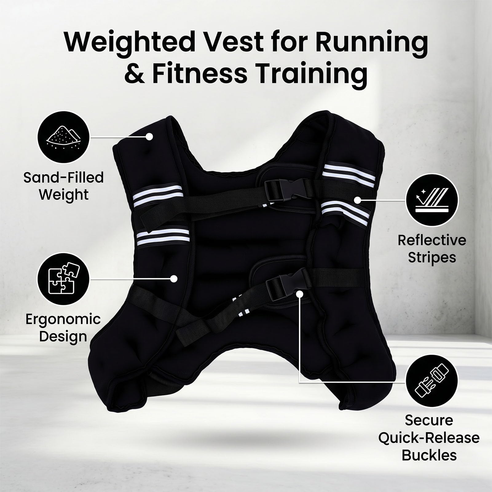 Adjustable Weighted Vest with Reflective Stripes for Training & Running