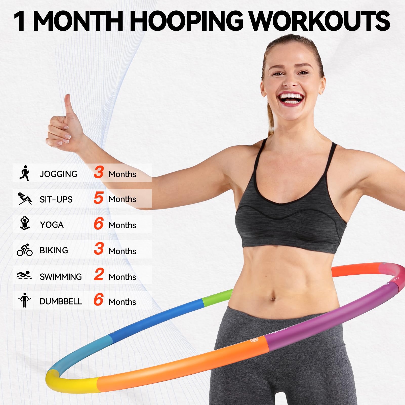Adjustable Weighted Fitness Hoop with Detachable Sections for Home Workouts