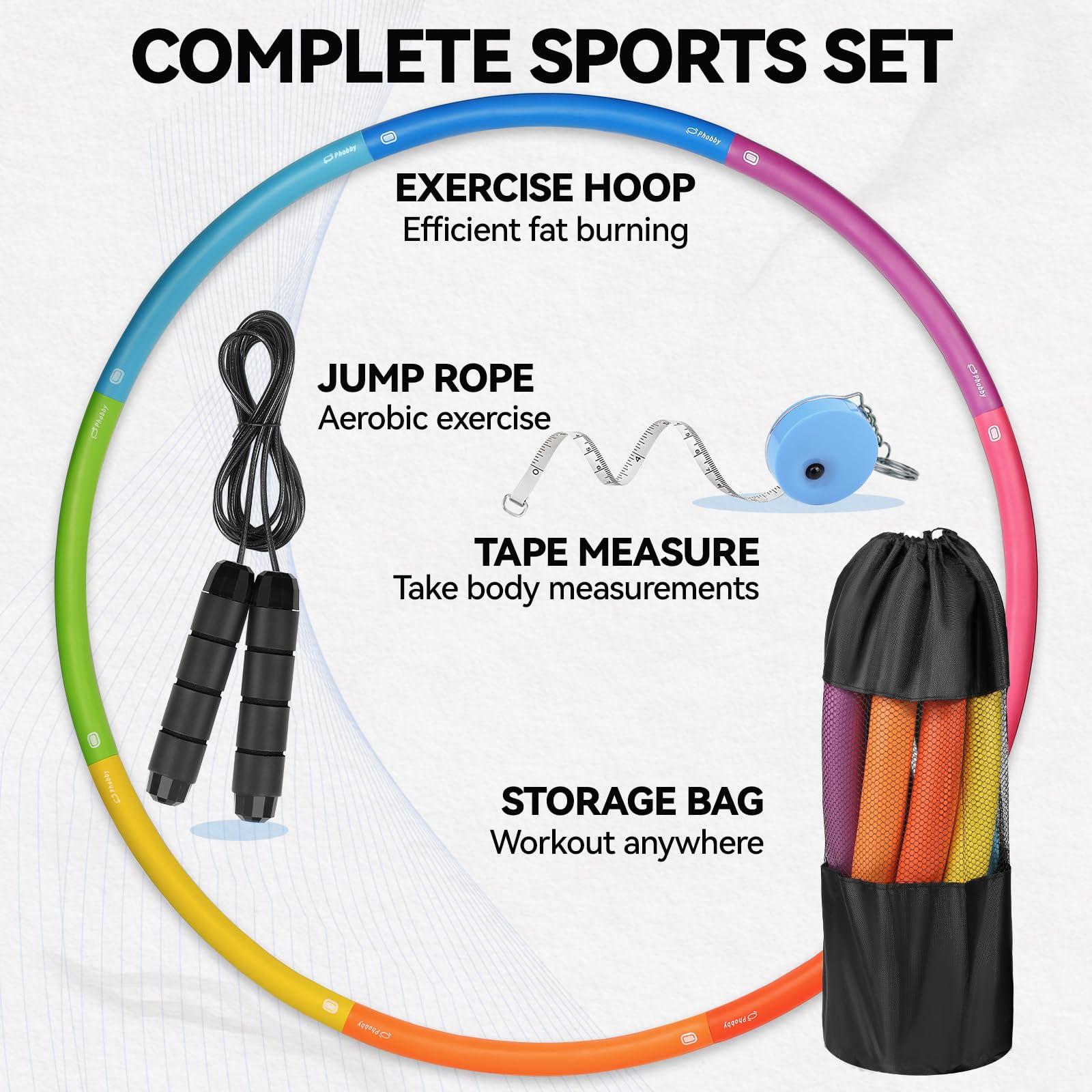 Adjustable Weighted Fitness Hoop with Detachable Sections for Home Workouts