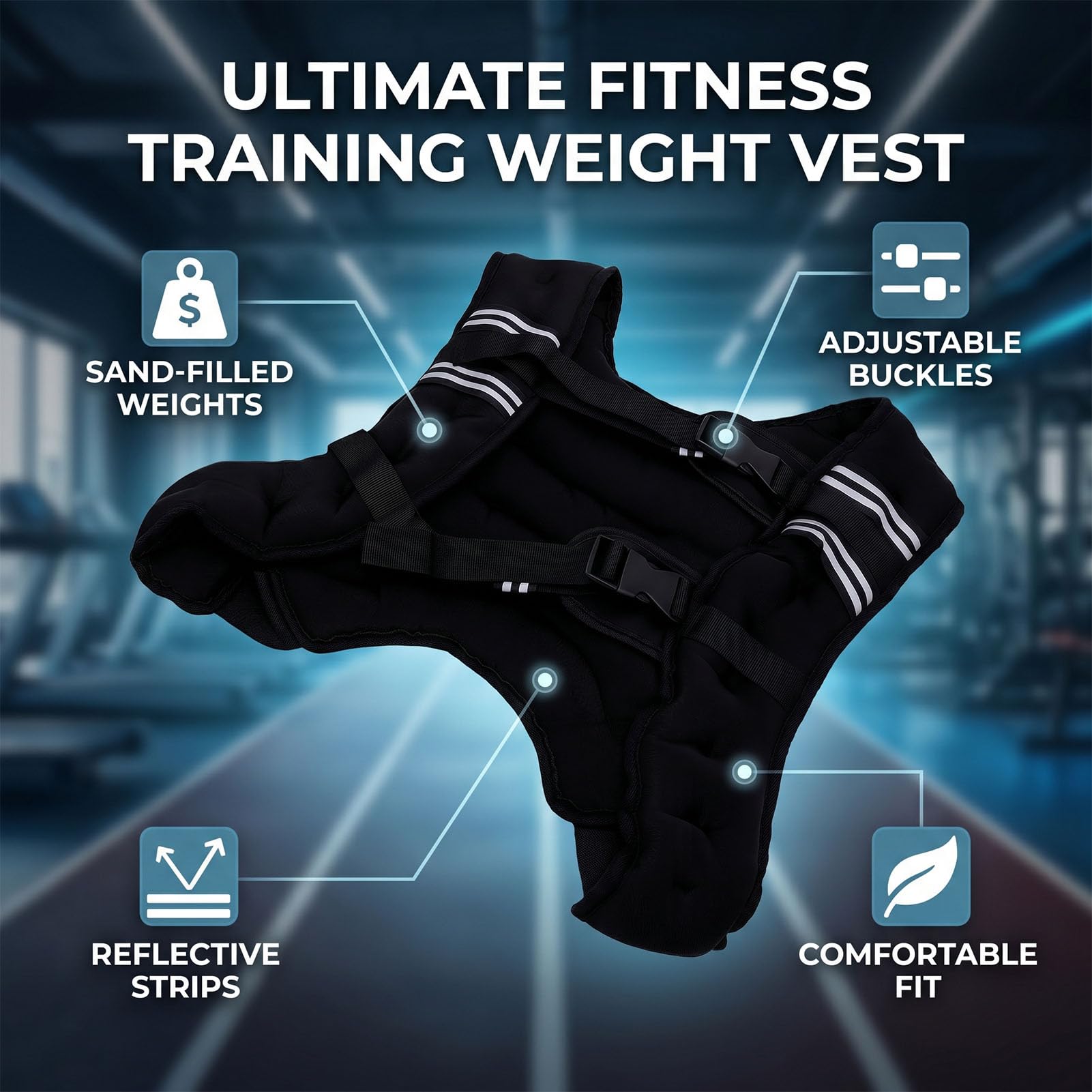 Adjustable Weighted Vest with Reflective Stripes for Training & Running