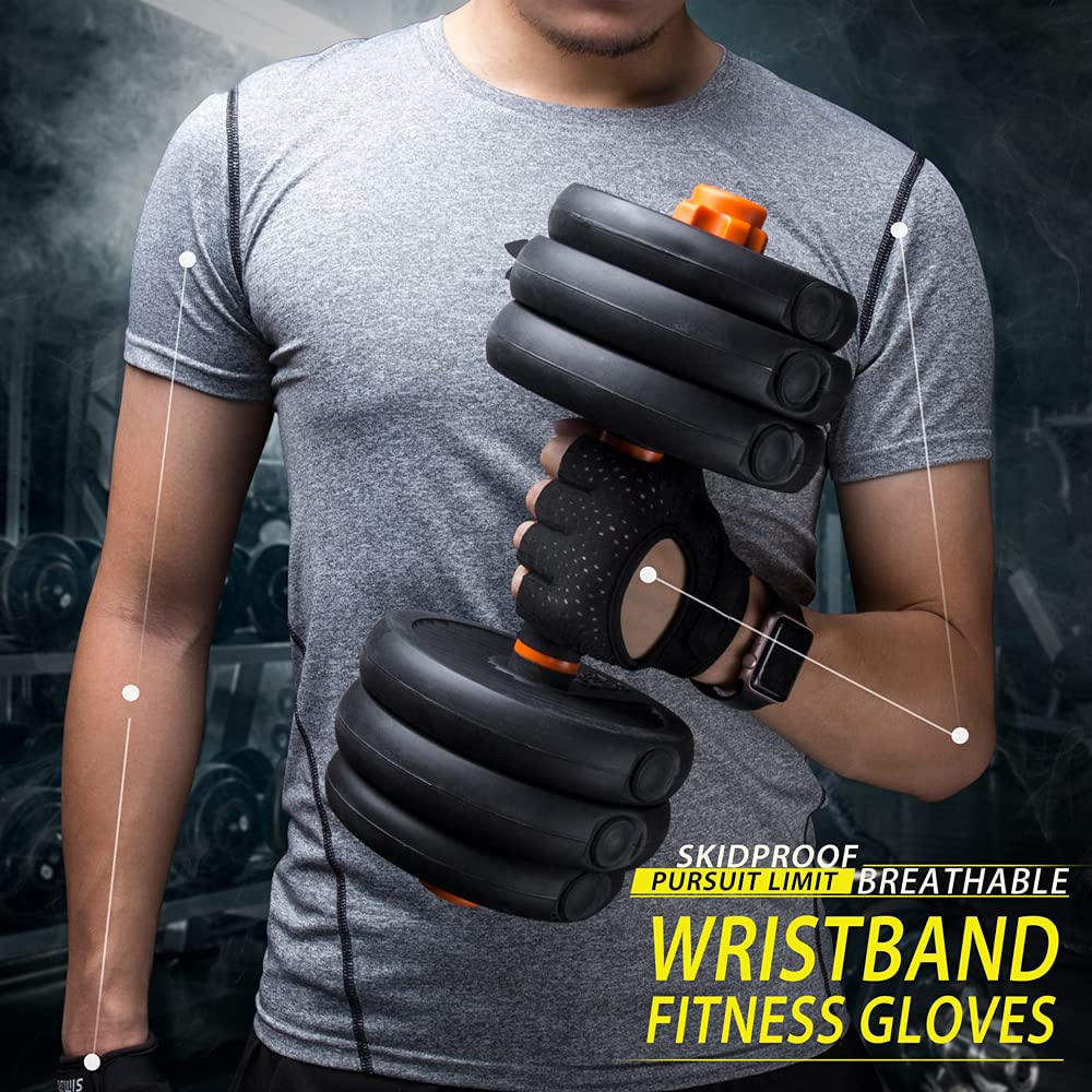 Fingerless Workout Gloves with Wrist Wrap Support & Palm Protection