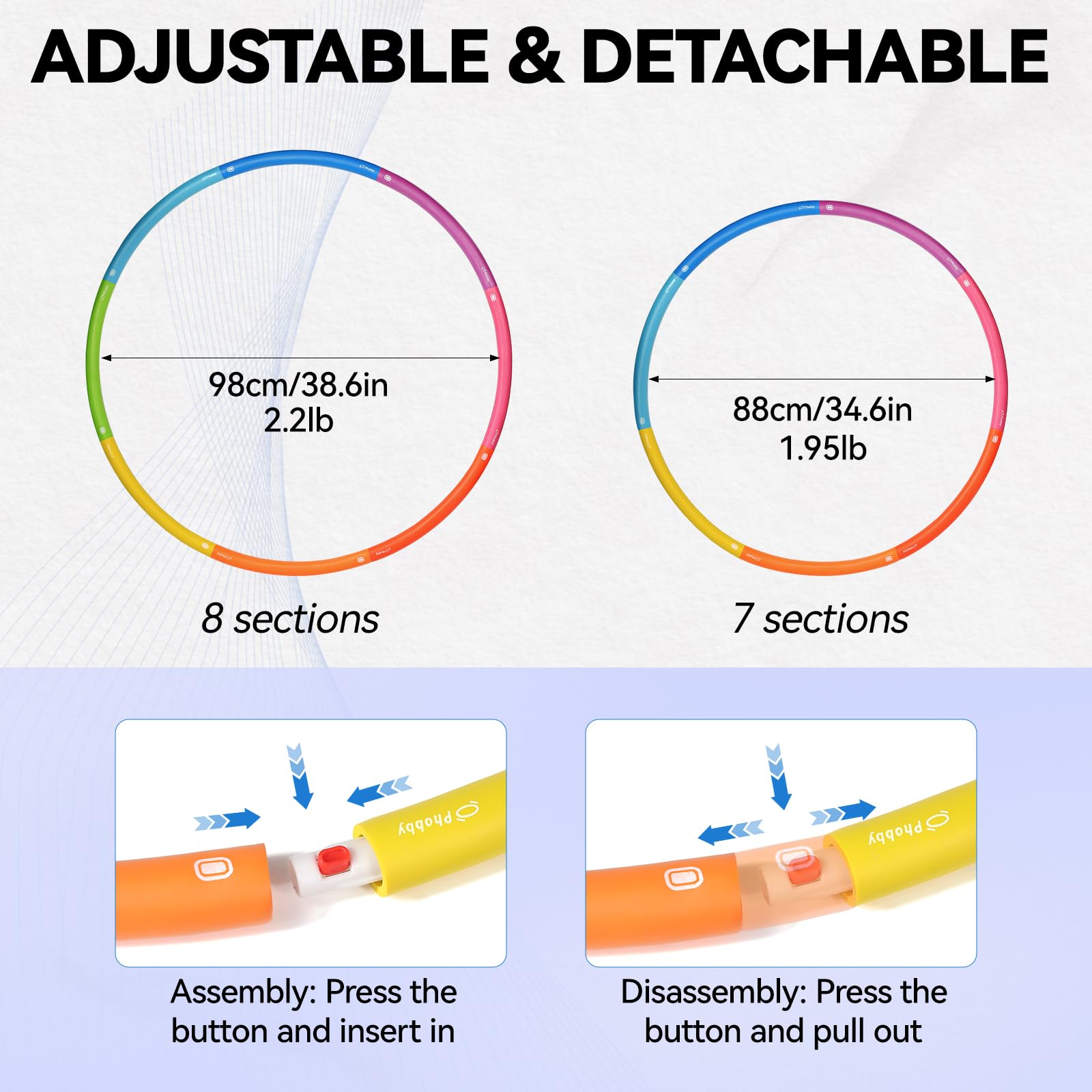 Adjustable Weighted Fitness Hoop with Detachable Sections for Home Workouts