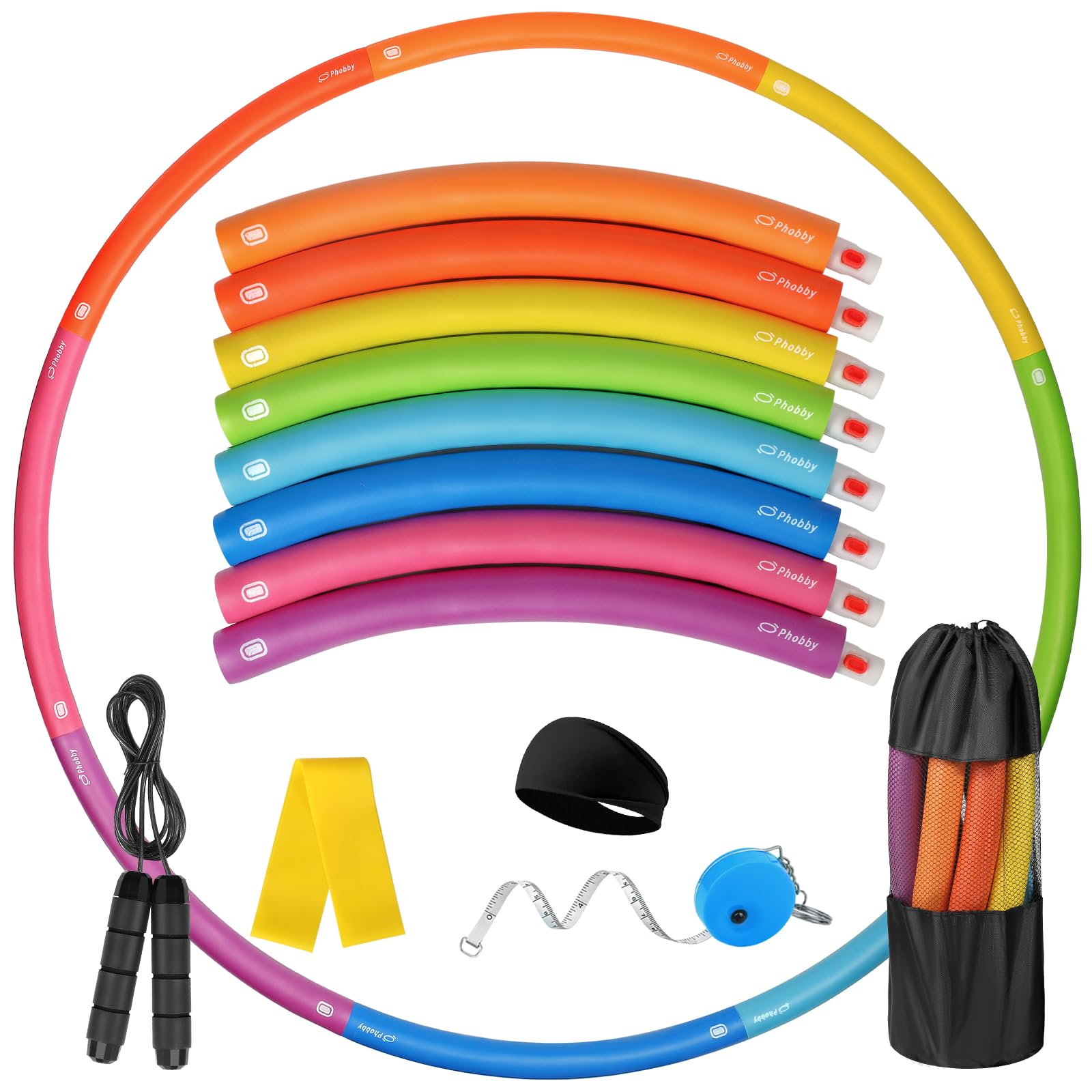 Adjustable Weighted Fitness Hoop with Detachable Sections for Home Workouts