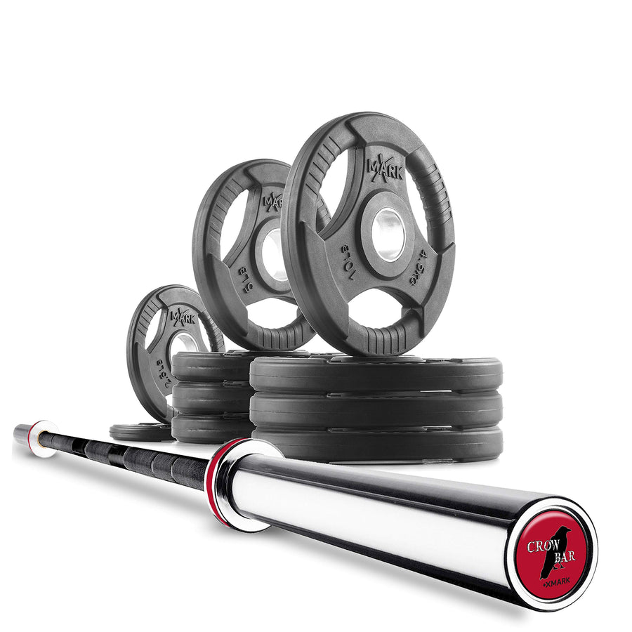 XMark TRI-GRIP Olympic Barbell Sets With The CROWBAR 7' Olympic Bar